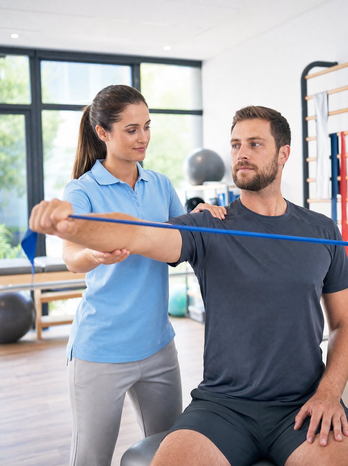 Physiotherapist guiding an exercise