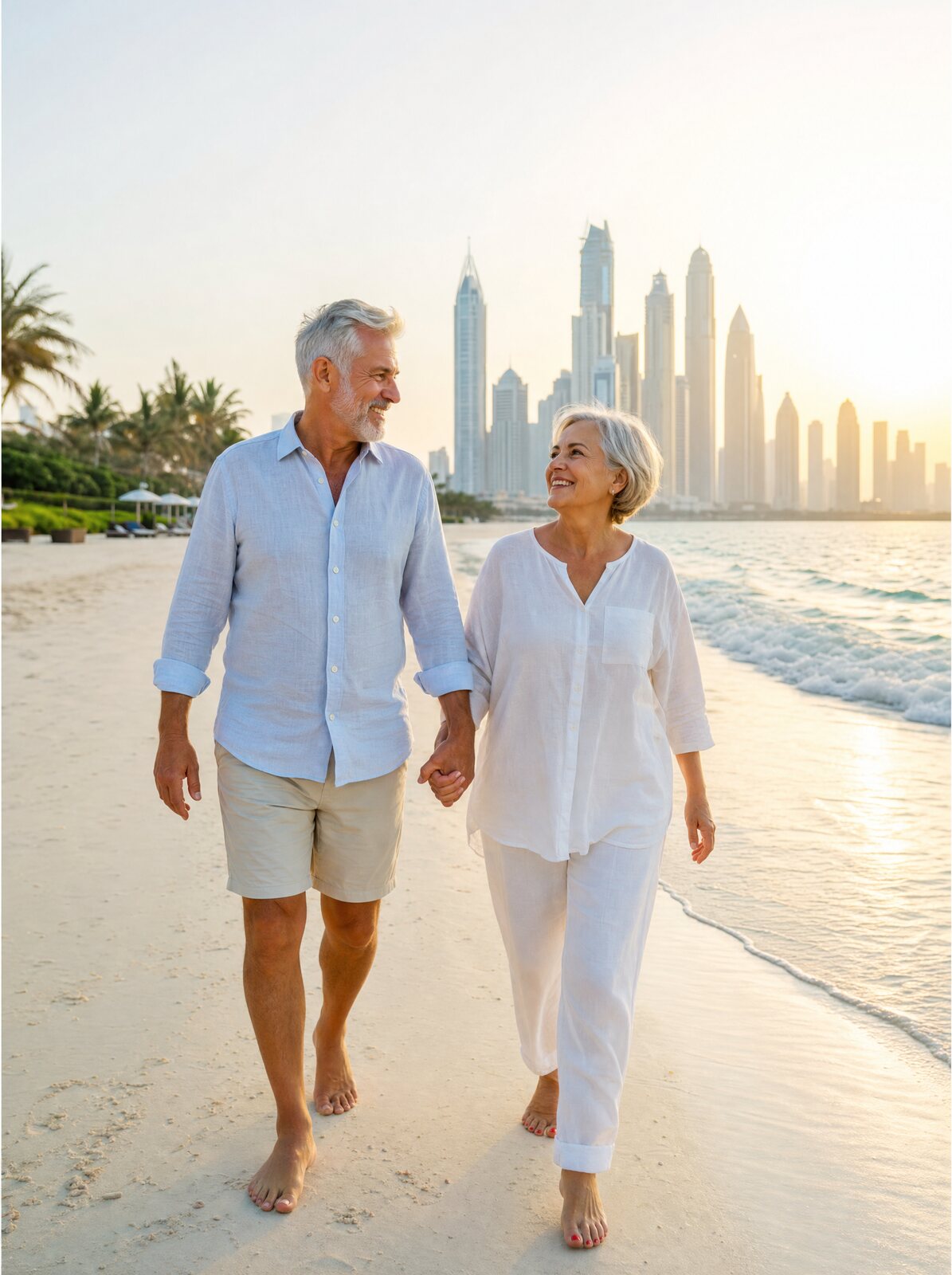 Active senior couple on the beach